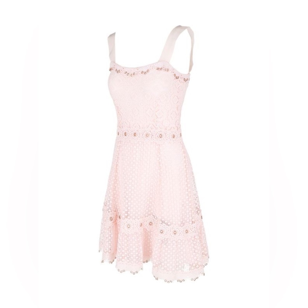 EUC Maje Rosalina Pink Eyelet Lace Grommet Dress Size M (2)